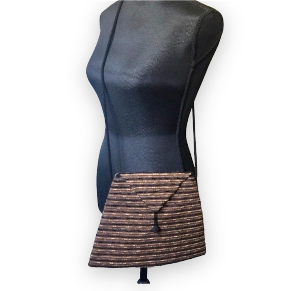 Dana Herbert Black Brown Gold crossbody purse